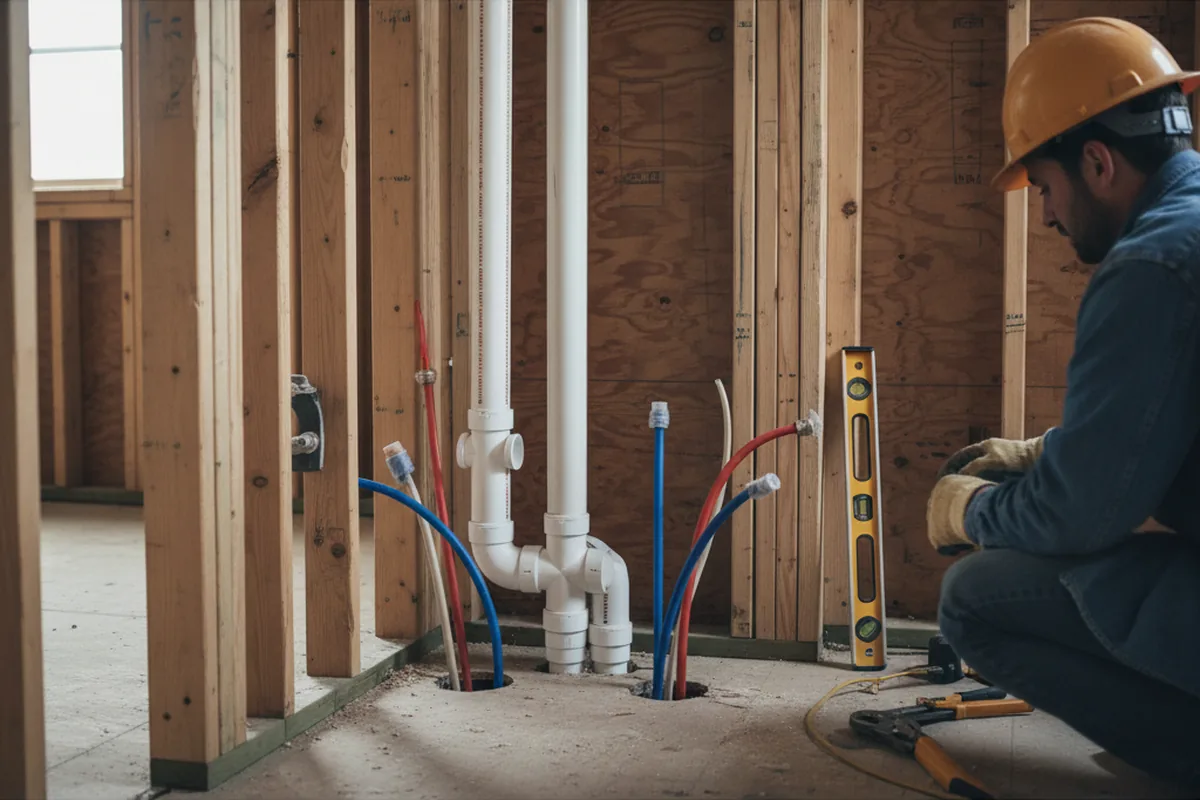 Drain and supply rough-in during Drain Cleaning in Federal Way